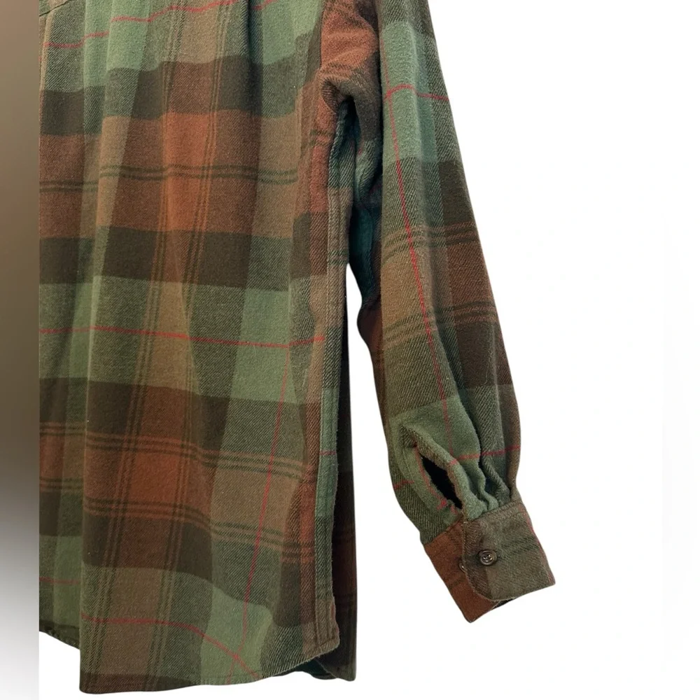 LIMITED Chinos Flannel Shirt Mens XS Green Brown Plaid Cotton Button Front - Picture 5 of 7
